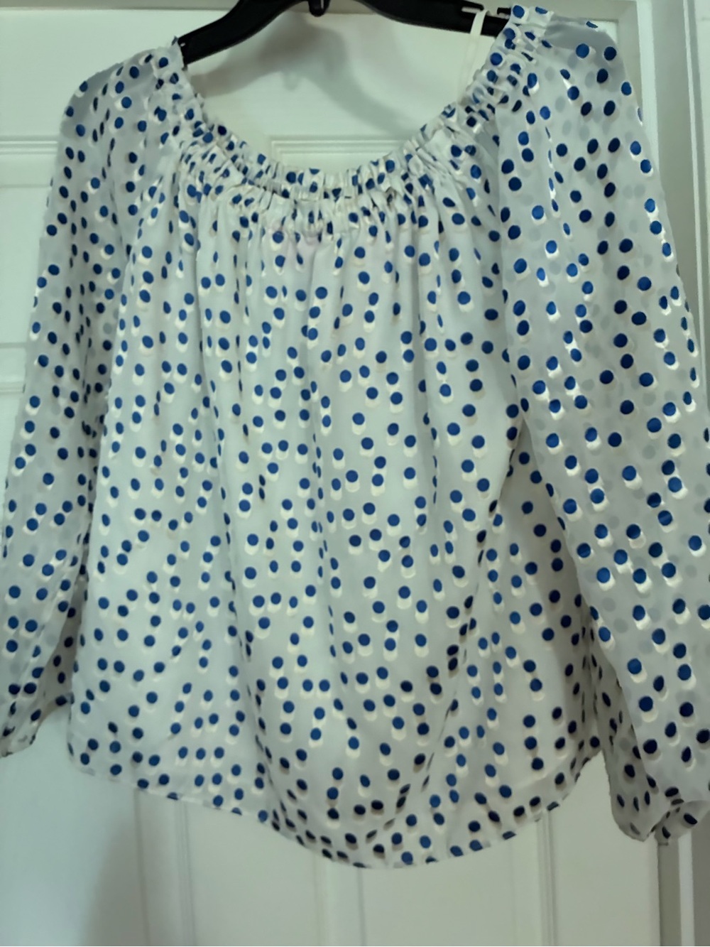 Lilly Pulitzer White Blouse with Blue Polka Dots